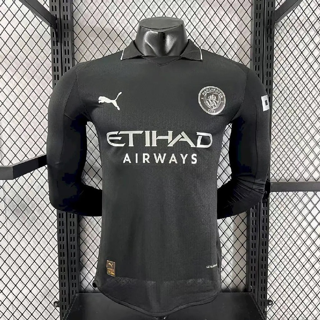 Authentic Manchester City Away Black Jersey 25 26 Season FULL SLEEVE (S)